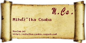 Mihálka Csaba névjegykártya